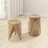 Round 12.6'' Stool Wood Natural Ottoman-Richsoul-Furniture,Living Room Furniture,Ottomans &amp; Benches