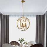 Luxurious Modern Chic Gold Sphere 4-Light Iron Orb Chain Suspended Chandelier