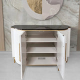 White Luxury 2-Door Sideboard Buffet with Marble Top Modern Sideboard Cabinet in Gold