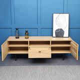 70" Nordic Natural TV Stand Oak Media Console with Open Storage & Retro Pulls-Richsoul-Furniture,Living Room Furniture,TV Stands