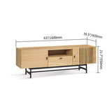70" Nordic Natural TV Stand Oak Media Console with Open Storage & Retro Pulls-Richsoul-Furniture,Living Room Furniture,TV Stands