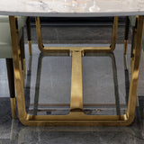 63 "Table à manger moderne avec haut en marbre et base en acier inoxydable