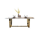 63" Modern Dining Table with Marble Top & Stainless Steel Base
