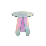 Acrylic End Table Clear Round Side Table Modern Accent Table Iridescent-Richsoul-End &amp; Side Tables,Furniture,Living Room Furniture