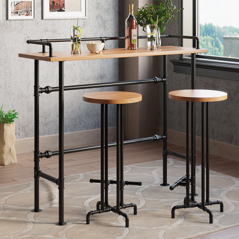 Industrial Rectangular Bar Height Table Small Dining Table for Breakfast  Nook Metal Black