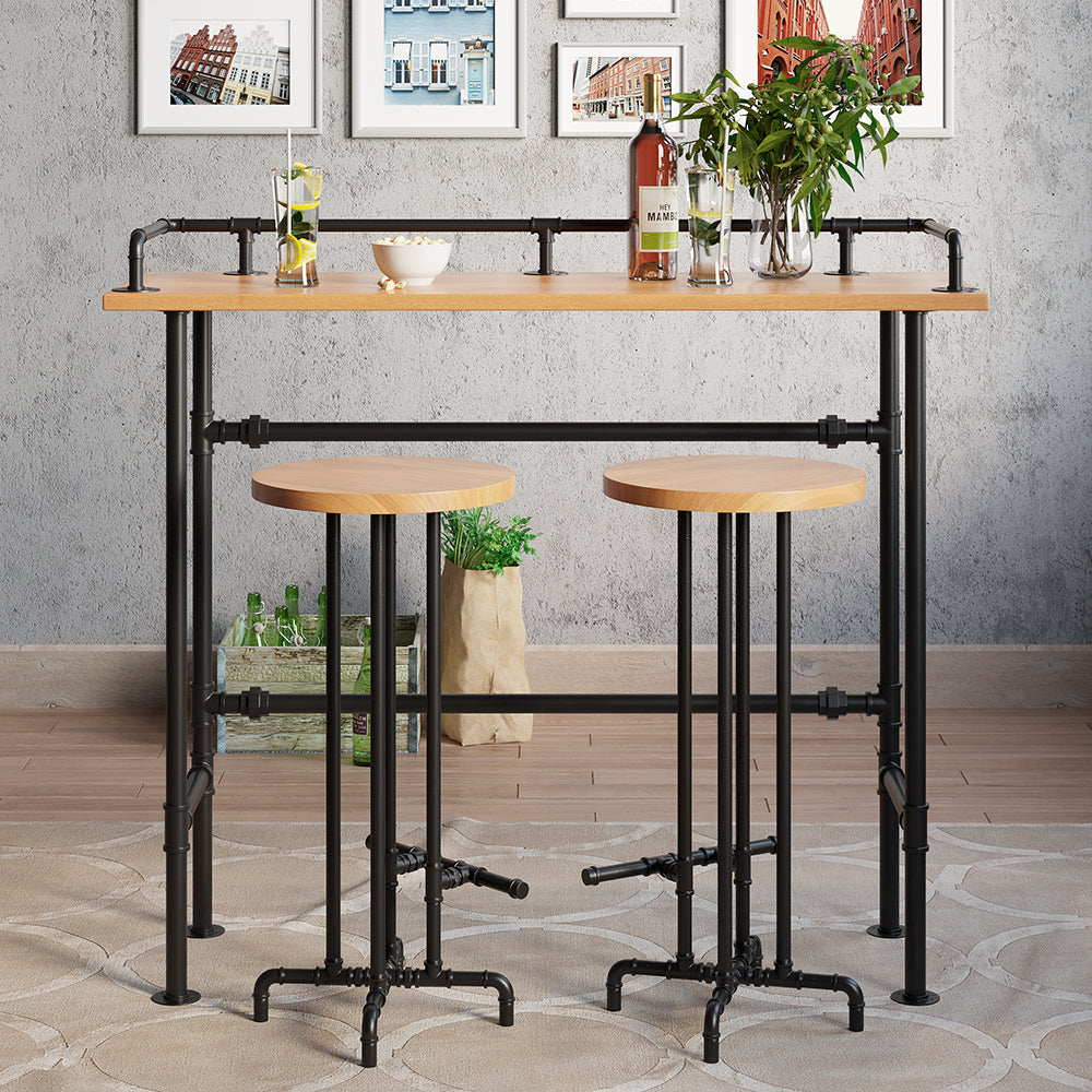Industrial Rectangular Bar Height Table Small Dining Table for Breakfast  Nook Metal Black