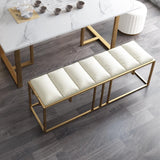 Modern White Bench PU Leather Bench with Stainless Steel Frame Gold Dining Bench