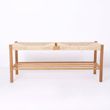 Modern Bench Dining Room Bench Rattan Bench with Wood Legs