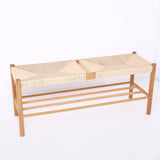 Modern Bench Dining Room Bench Rattan Bench with Wood Legs