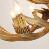 Rustikaler Harz-Geweih-Weißschwanz-Zweig, 2-stufig, 12 Kerzenlicht, großer Kaskaden-Kronleuchter