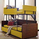 Modern Yellow Folding Wood Bunk Bed Sleeper Convertible Sofa Bed Pillows Included-Daybeds,Furniture,Living Room Furniture