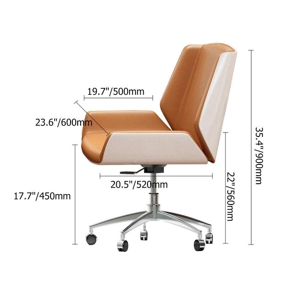 White&Orange Faux Leather Task Chair for Desk Upholstered Chrome Office Chair in Chrome-Furniture,Office Chairs,Office Furniture