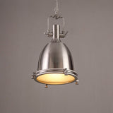 Prim Industrial 1-Light Dome Shade Pendant Light with Frosted Glass Diffuser Satin Nickel