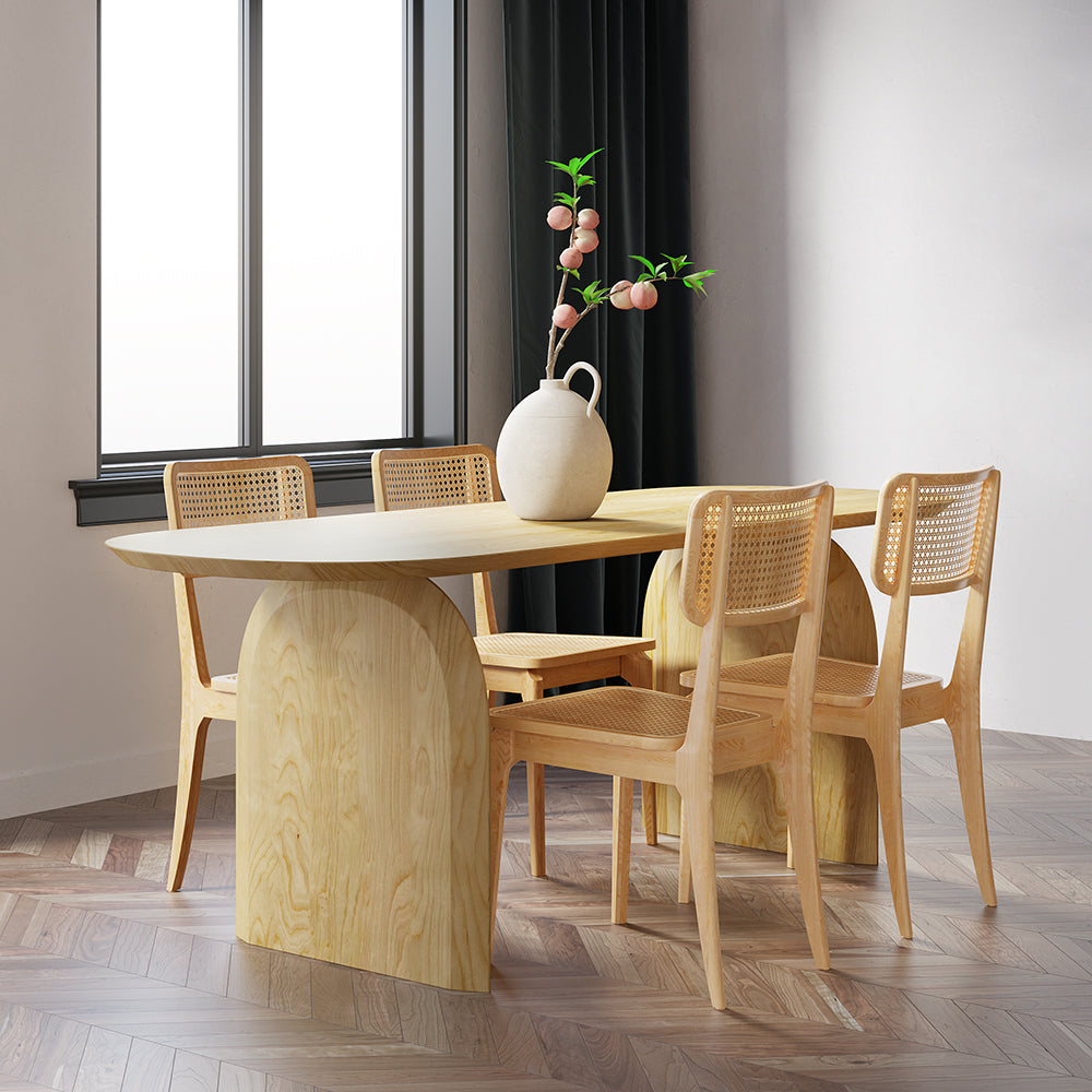59" Modern Wooden Dining Table Solid Wood Table for 4 Seaters