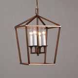 Cadre de cage géométrique vintage 4 Cougie Lumière Cuisine Foyer Suspended Pendant Light in Rust