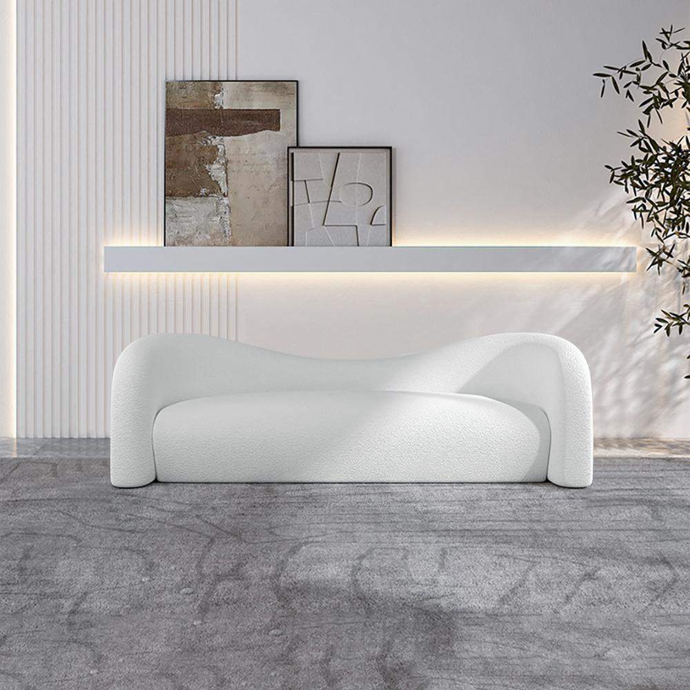 66.9" White Velvet Upholstered Sofa Birch Frame Sofa-Richsoul-Furniture,Living Room Furniture,Sofas &amp; Loveseats
