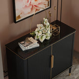 43.3" Modern Entryway Cabinet Black Accent Cabinet with 2 Doors 2 Shelves in Gold