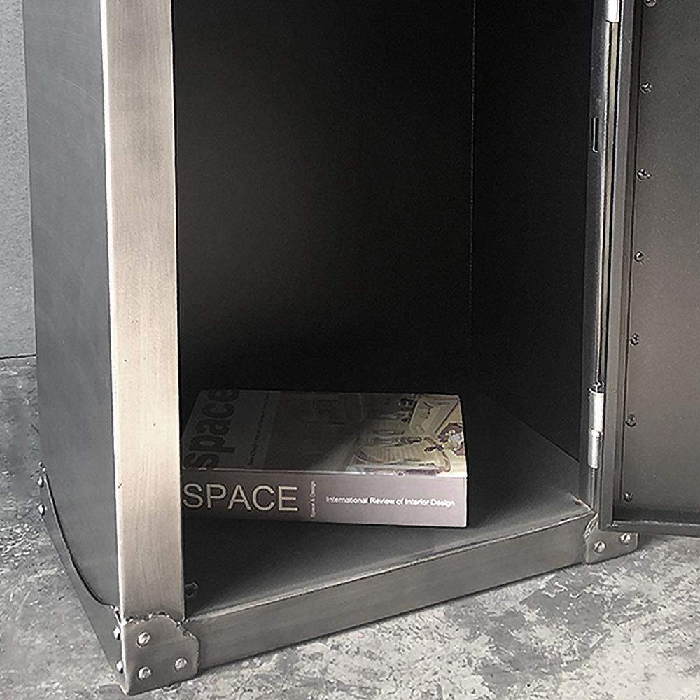 Brushed Silver Bookshelf with Door Industrial Metal Bookcase 3 Shelves Display Shelf-Bookcases &amp; Bookshelves,Furniture,Office Furniture