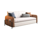 67" Brown & White Convertible Sofa Bed Leath-aire Upholstered with Storage Pocket-Richsoul-Daybeds,Furniture,Living Room Furniture