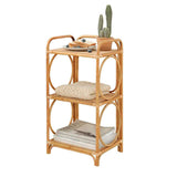 Farmhouse Wood Side Table with 3-Tier Rattan Woven End Table-Richsoul-End &amp; Side Tables,Furniture,Living Room Furniture
