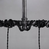 Industrial 6-Light Plumbing Pipe Hanging Exposed Bulb Metal Pendant Light in Brushed Black