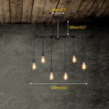 Industrielle 6-Licht-Pendelleuchte für Sanitärrohre mit freiliegender Glühbirne aus Metall in gebürstetem Schwarz