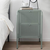 Green Tall Mesh Nightstand 2 Drawers Side Table Metal Nordic Simplicity-Richsoul-End &amp; Side Tables,Furniture,Living Room Furniture