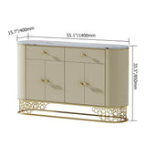 Sideboard Cabinet Faux Marble Faux Leather Upholstery with Storage Drawers&Doors