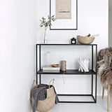 Black 2 Tiers Shelving Storage Freestanding Organizer Metal Rack-Bookcases &amp; Bookshelves,Furniture,Office Furniture