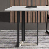 Modern White Desk with Stone Top & Metal Trestle Home Office Desk-Desks,Furniture,Office Furniture