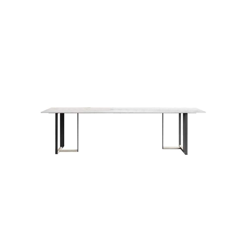 Modern White Desk with Stone Top & Metal Trestle Home Office Desk-Desks,Furniture,Office Furniture