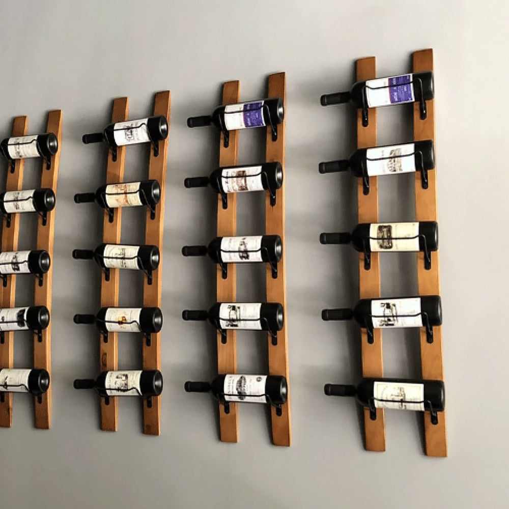 Botellero rústico de madera montado en la pared, para 24 botellas, vertical,  juego de 3