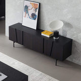 Nordic Dark Coffee TV Stand Minimalist Media Console with Doors & Shelves-Richsoul-Furniture,Living Room Furniture,TV Stands