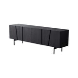 Nordic Dark Coffee TV Stand Minimalist Media Console with Doors & Shelves-Richsoul-Furniture,Living Room Furniture,TV Stands