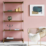 Gold & Clear Acrylic Bookshelf 4-Tier Modern Bookcase-Bookcases &amp; Bookshelves,Furniture,Office Furniture