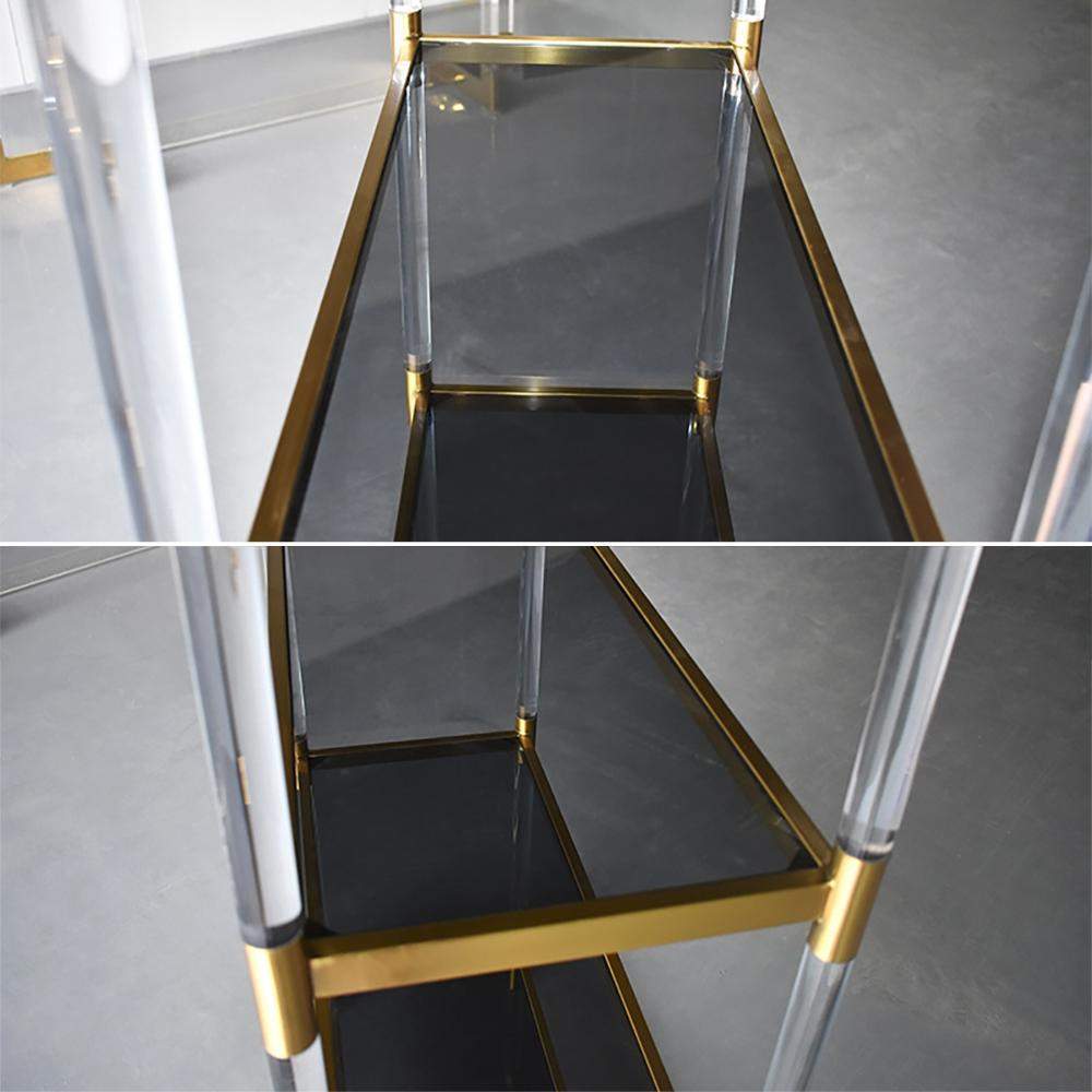 Modern Acrylic and Brass Etagere