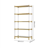Gold & Clear Acrylic Bookshelf 4-Tier Modern Bookcase-Bookcases &amp; Bookshelves,Furniture,Office Furniture