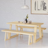 63" Natural Rectangular Dining Table Pine Wood Table for Dining