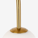 Lámpara de pie de arco moderna de 60" con estante en dorado con pantalla de vidrio y base de mármol