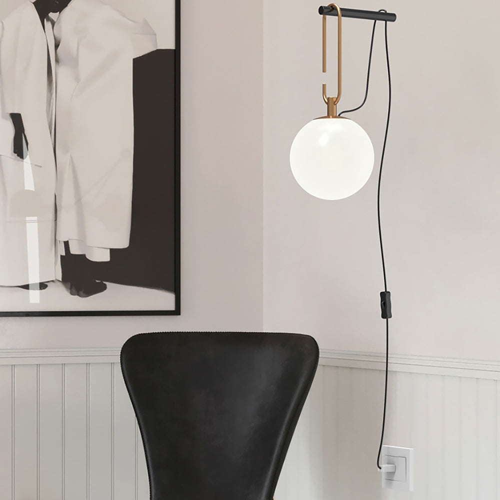 Modern Globe Plug-in Wall Sconce Brass Indoor Wall Light