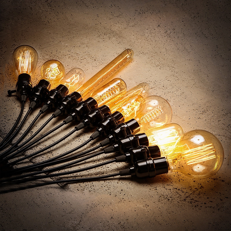 Vintage Industrial Loft Exposed Bulb Mini Pendant 1-Light in Black