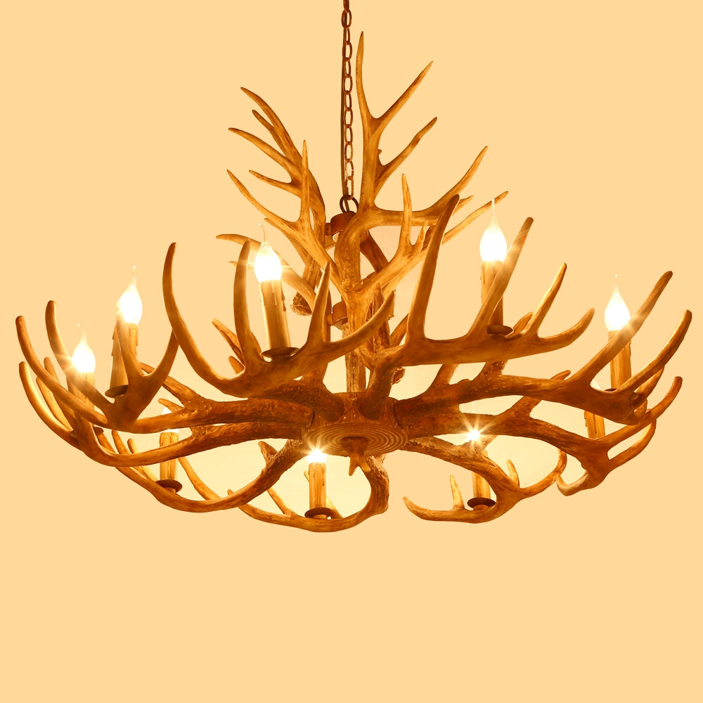 Cottage Style Faux Deer Antler Resin Branch 6-Light Chandelier with 2- –  Wehomz