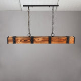 Rowen Industrial Loft Style 4-Light LED Linear Rust Wood &amp; Metal Island Pendelleuchte