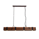 Rowen Industrial Loft Style 4-Light LED Linear Rust Wood &amp; Metal Island Lámpara colgante