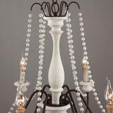 French Country Candle-Style 8-Light Wood Bead Swag 1-TierWooden Chandelier White