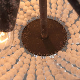 Lámpara de techo de montaje empotrado en forma de cúpula de 3 luces en forma de cascada de cuentas de madera blanca envejecida de granja retro en óxido