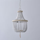 French Country Wood Beaded 2-Light Empire Chandelier in White