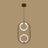 Modern Acrylic LED Pendant Light 2 Light Oval Shape Black Metal