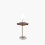 Lámpara de pie de mesa auxiliar de madera natural LED Pantalla de vidrio Cargador inalámbrico Base de mármol