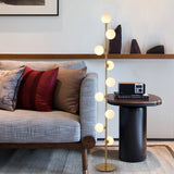 Moderne LED Gold 9-Licht Baum Stehlampe Weiße Glaskugel